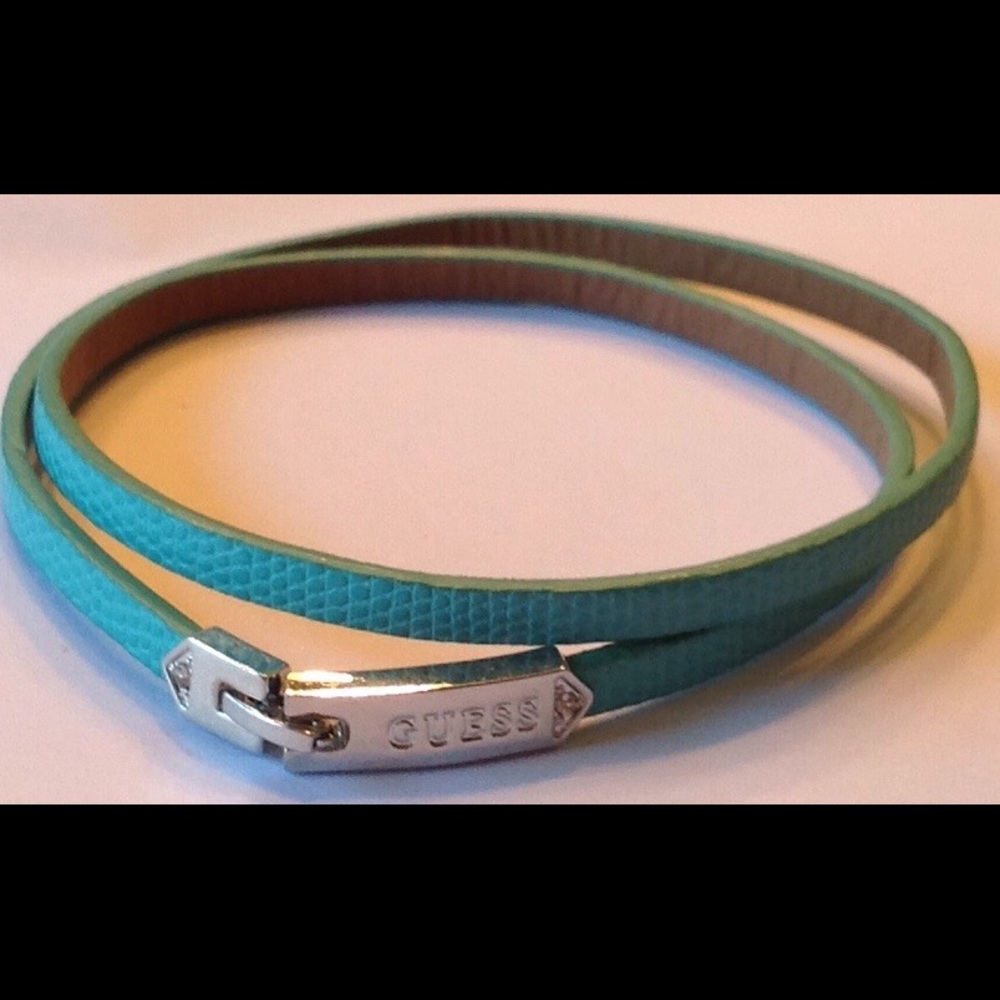 New Guess Silver & Teal Wrap Bracelet